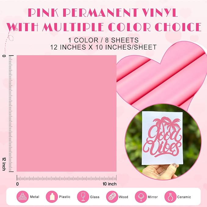 Tintnut Flamingo Pink Permanent Vinyl 8 Sheets 12''x10'' Adhesive Vinyl | Solid - Image 2
