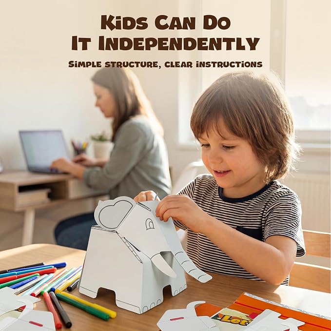 ChalKaa DIY Cardboard Animal Toys, 3D Coloring Puzzle Arts and Crafts - Image 5