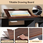 Verano Garden 55.1" Drafting Table, Craft Art Table, Computer Desk | Storage - Image 4
