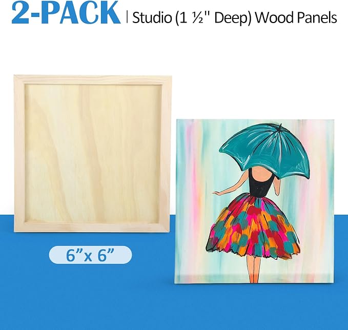 Falling in Art 2 Pack 6x6 Gallery Unfinished Wooden Canvas Panels | Birch Wood - Image 6