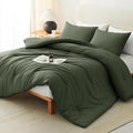 CozyLux Twin Comforter Set Dark Green, 2 Pieces Twin Extra Long Solid by CozyLux