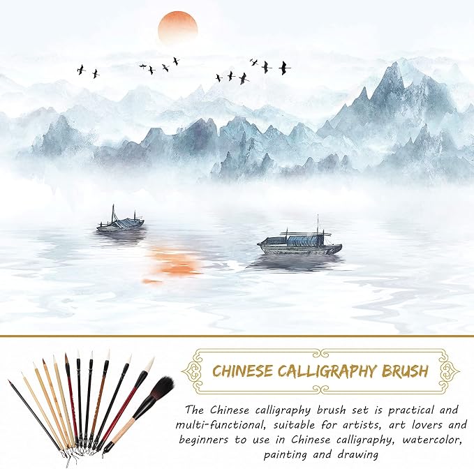 Marspark 12 Pieces Chinese Calligraphy Brushes Painting Writing Watercolor Ink - Image 6