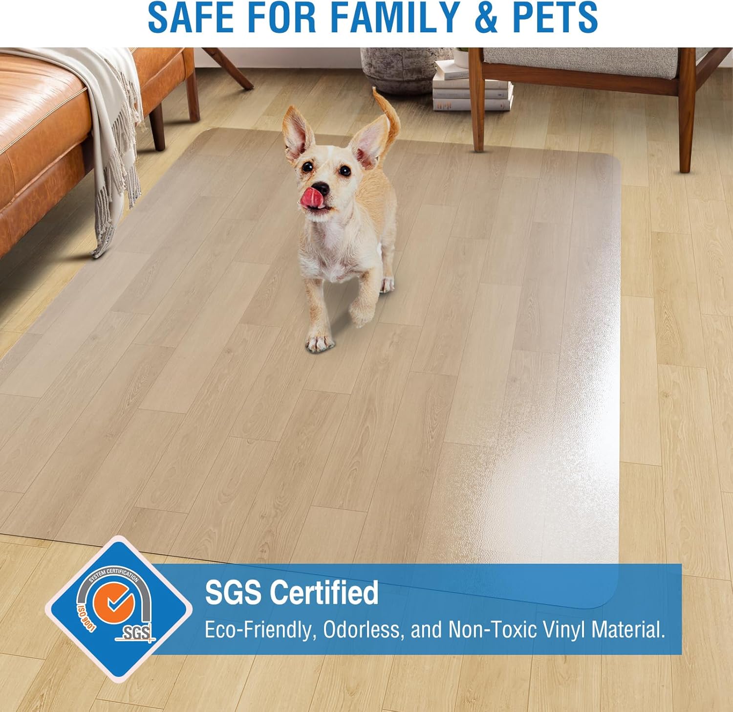 Clear Chair Mat, FUNMAT 36" x 28" Chair Mat for Hard Floors, Vinyl Floor Mat for Home Office Kitchen Living Room, Not for Carpet