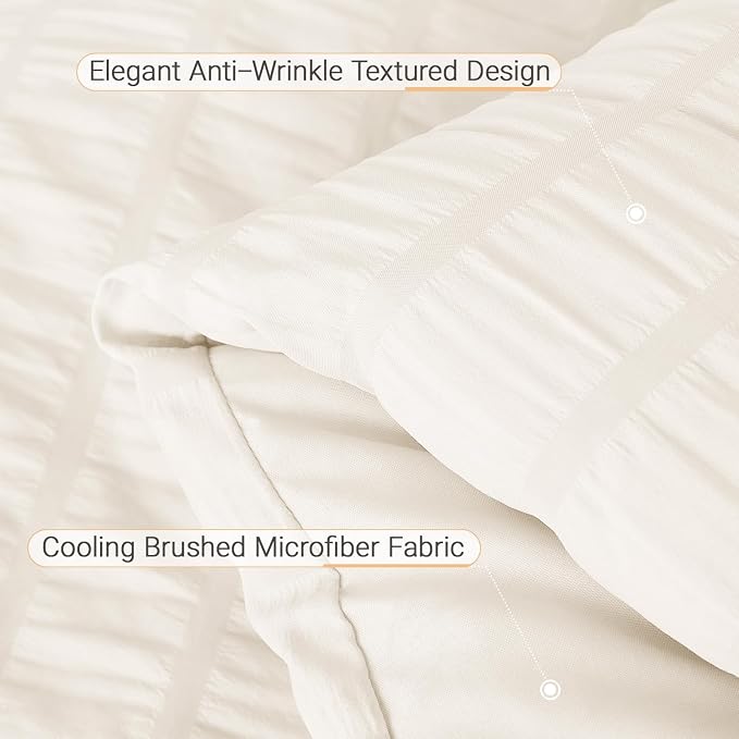MUXHOMO 7 Pieces California King Comforter Set, Seersucker Bed in a Bag Cal - Image 6