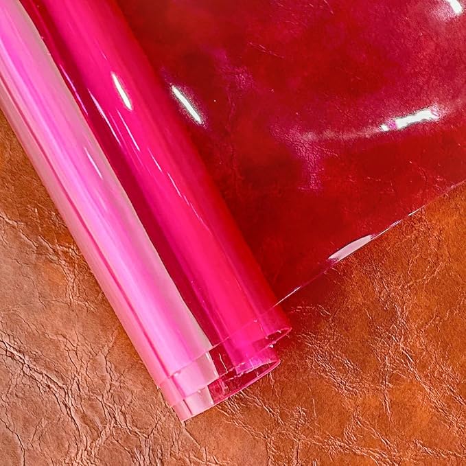 HYANG DeepPink Transparent PVC Super Clear Holographic Vinyl Faux Leather - Image 3