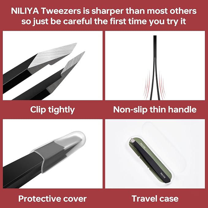 Tweezers for Women Facial Hair, Precision Slant Eyebrow Tweezers, Sharp Plucker - Image 6