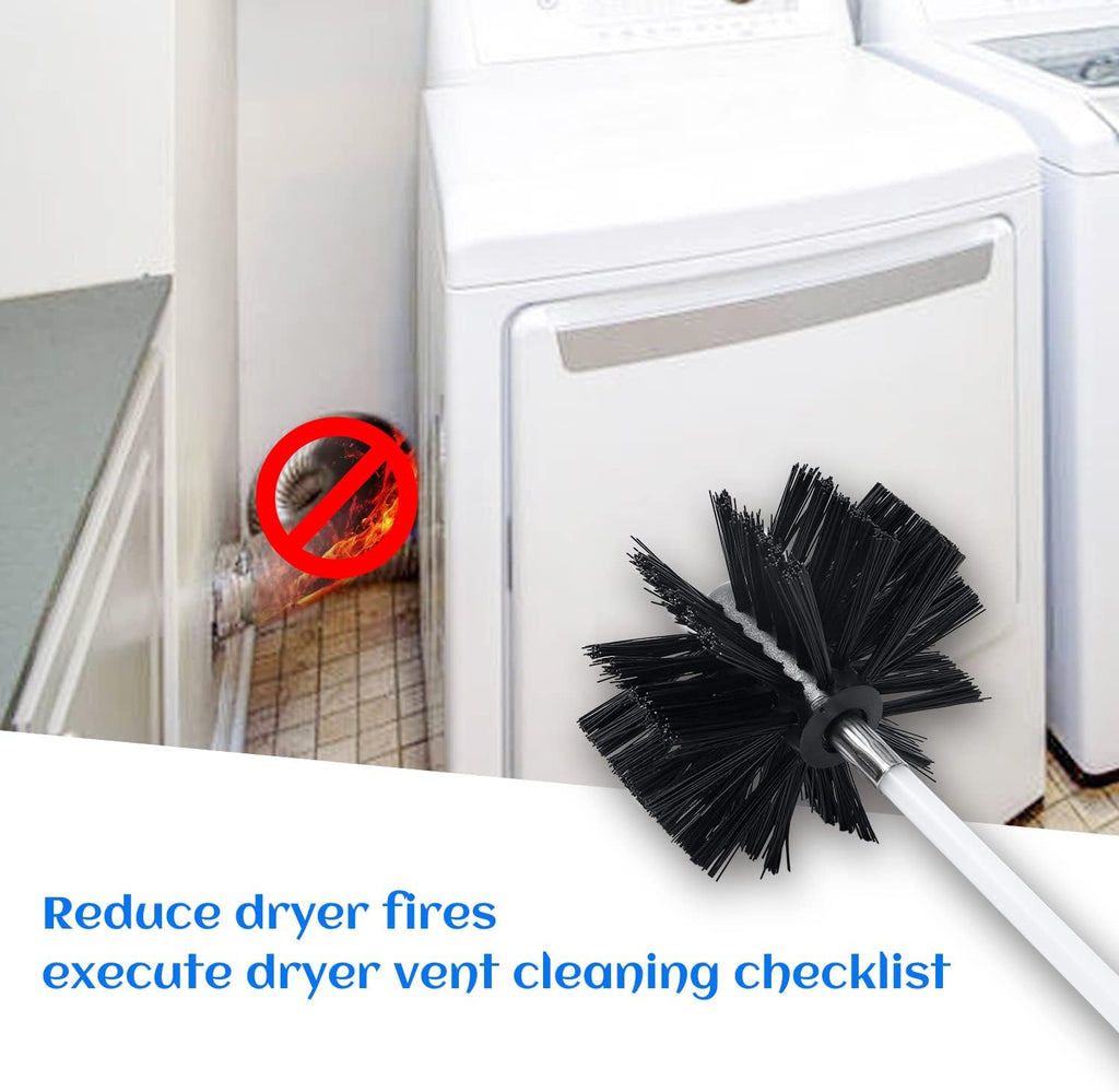HOKLNUSE Dryer Vent Cleaner Kit Chimney Sweep Cleaning Tools Pellet Stove Cleaner Kit Air Dryer Duct Fireplace Brushes for Easy Lint Cleaning with 4" and 6" Brush Heads (Medium Duty, 30Feet)