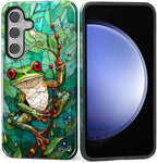 for Samsung Galaxy S24 Case, Frog Stained Glass Pattern Glossy 2 in 1 by Teonvpu