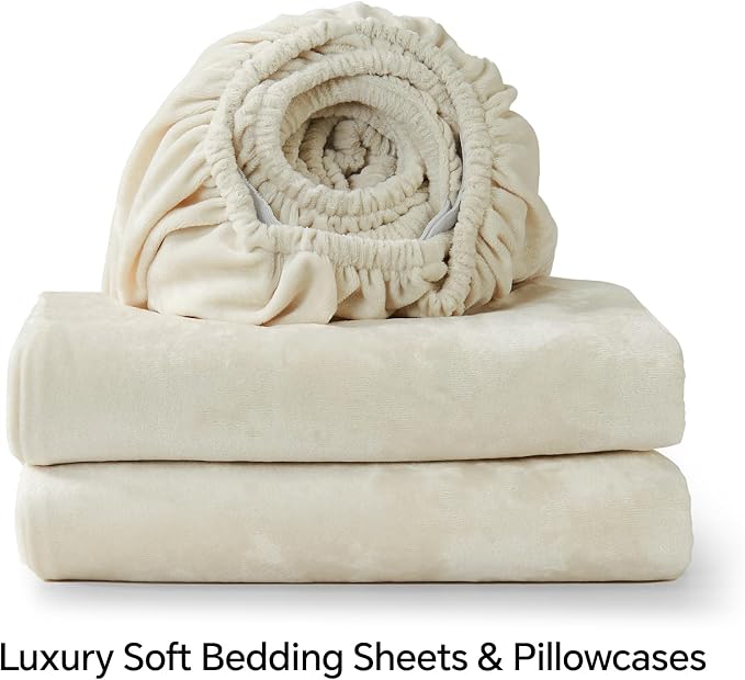 BEDELITE Velvet Fitted Sheet and Pillowcase Set, Luxury Soft Fuzzy Bottom Sheet - Image 8