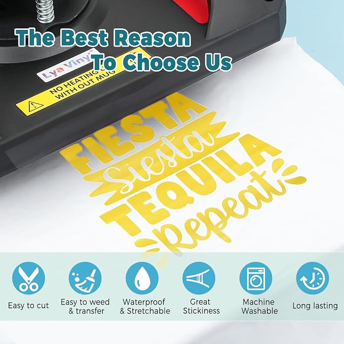Yellow Heat Transfer Vinyl 12" x 10ft Yellow Iron On Vinyl - Image 4