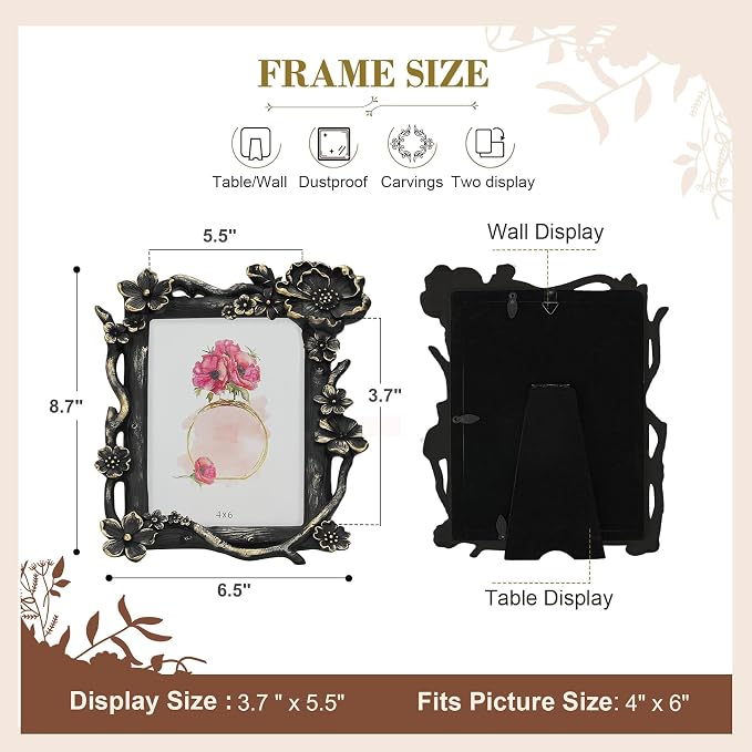 4x6 Vintage Picture Frame, Victorian Retro Decorative Photo Frames - Image 2