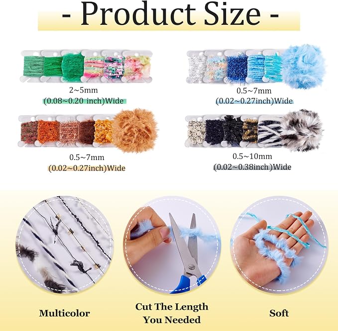 20 Colors Embellishments Assorted Novelty Yarn Odd Crochet Art Yarn Handmade - Image 2