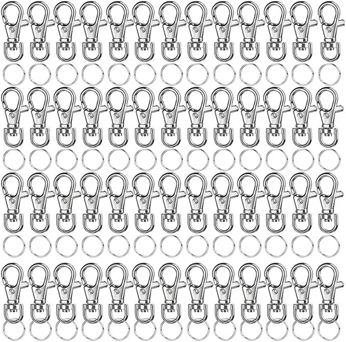 200 Pcs Keychain Hooks with Key Rings, 1.38inch Metal Swivel Lobster Claw Clasps by Gisedkle