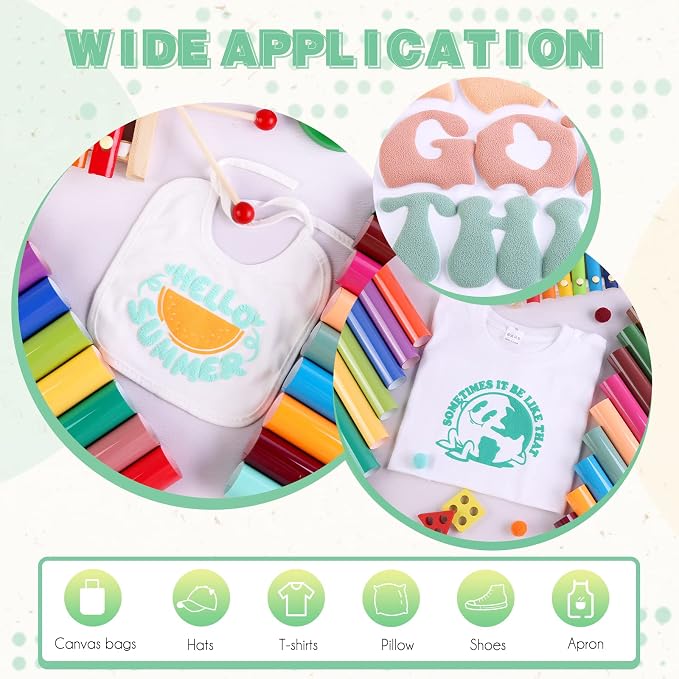 Tintnut Multicolored Puff Heat Transfer Vinyl, easy cut & weed, stretch washable - Image 5