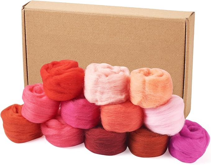 60G Needle Felting Wool Red Wool Roving - Image 7