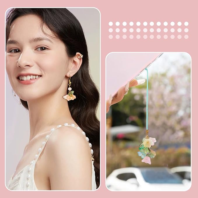 FASHEWELRY 72Pcs Mixed Color Glass Flower Charms 13mm Colorful Blossoming - Image 4