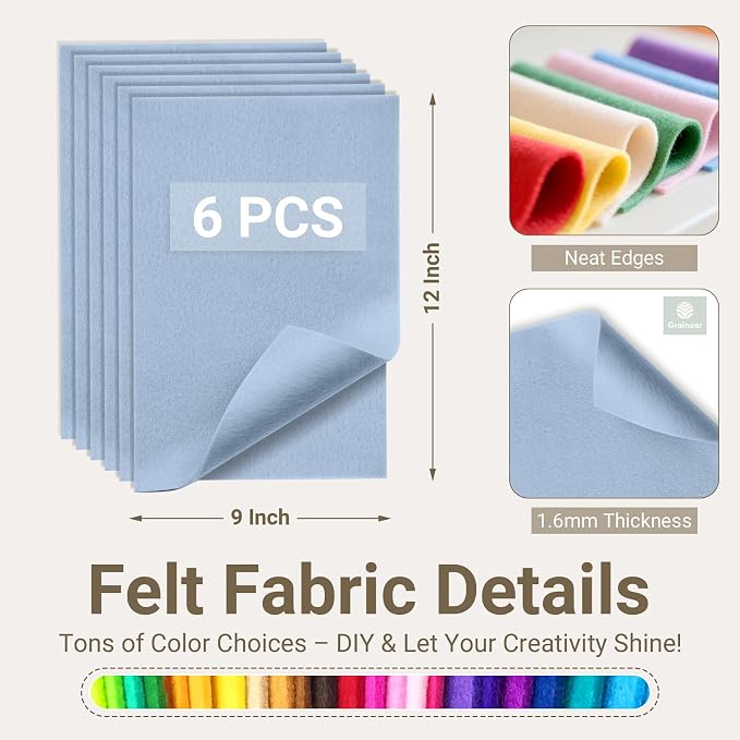 Dusty Blue Soft Felt Sheets for Crafts, 1.6mm Thick, Kids' Crafts, DIY Projects - Image 2