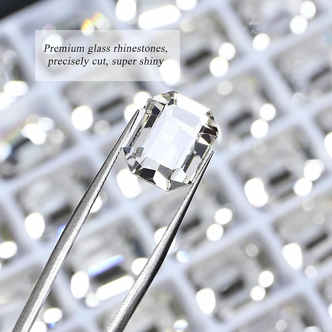 48Pcs Point Back Glass Rhinestones, 12 * 10MM Octagon Shape Faceted Rhinestones - Image 3