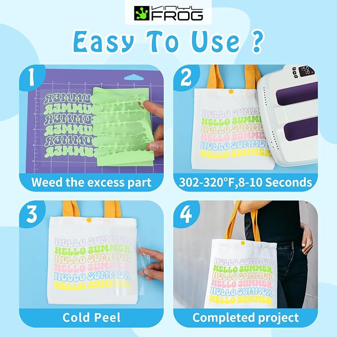 VINYL FROG 18 Sheets Heat Transfer Vinyl Bundle 12"x10" Matte HTV Vinyl Packs - Image 4