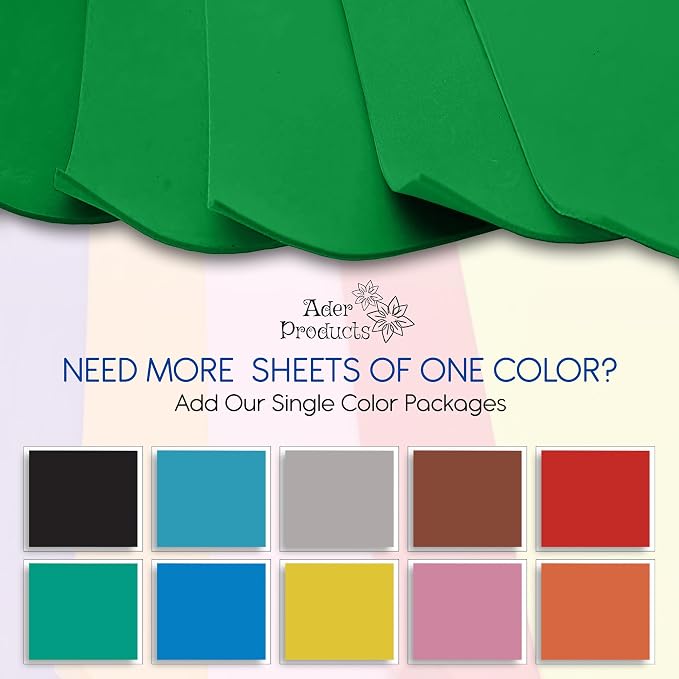 Adhesive Green EVA Foam Sheets for Crafts, 2mm Thickness – Sticky Back Foam - Image 4