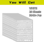 3040Pcs 20 Sheets Small Letter Number Stickers, 0.5inch Colorful Self-Adhesive - Image 3