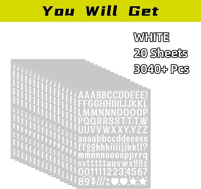 3040Pcs 20 Sheets Small Letter Number Stickers, 0.5inch Colorful Self-Adhesive - Image 3