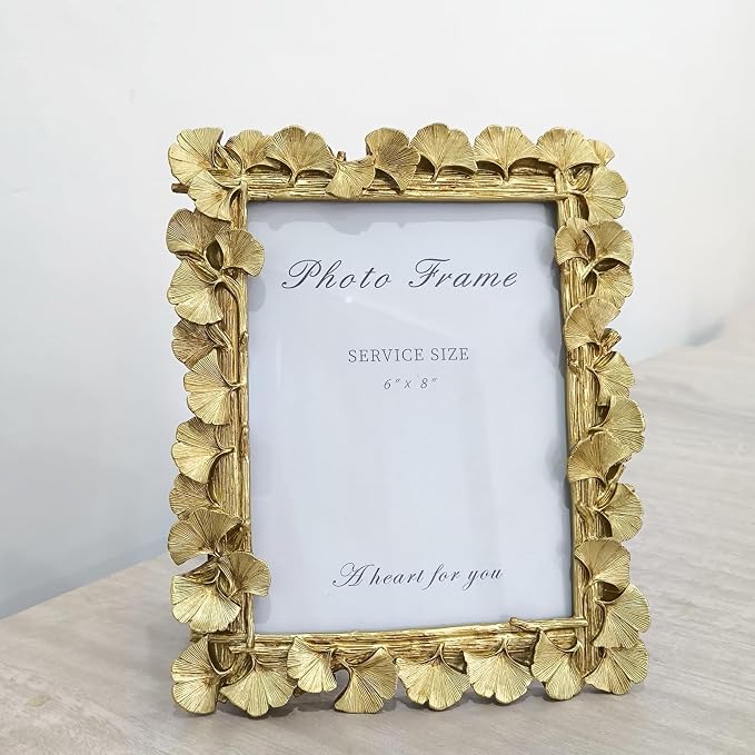 1PCS 6x8Inch Ginkgo Picture Frame | Bright Gold, Wall Tabletop Use, Fits 6x8 - Image 3
