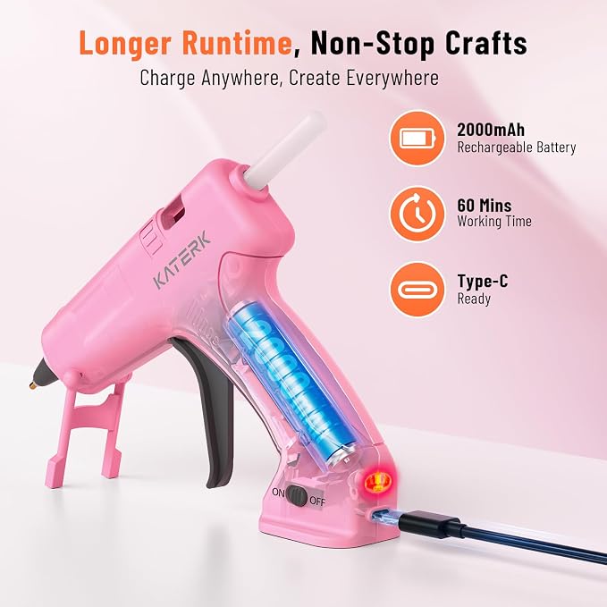 Katerk 3.7V Cordless Hot Glue Gun Kit - Image 4