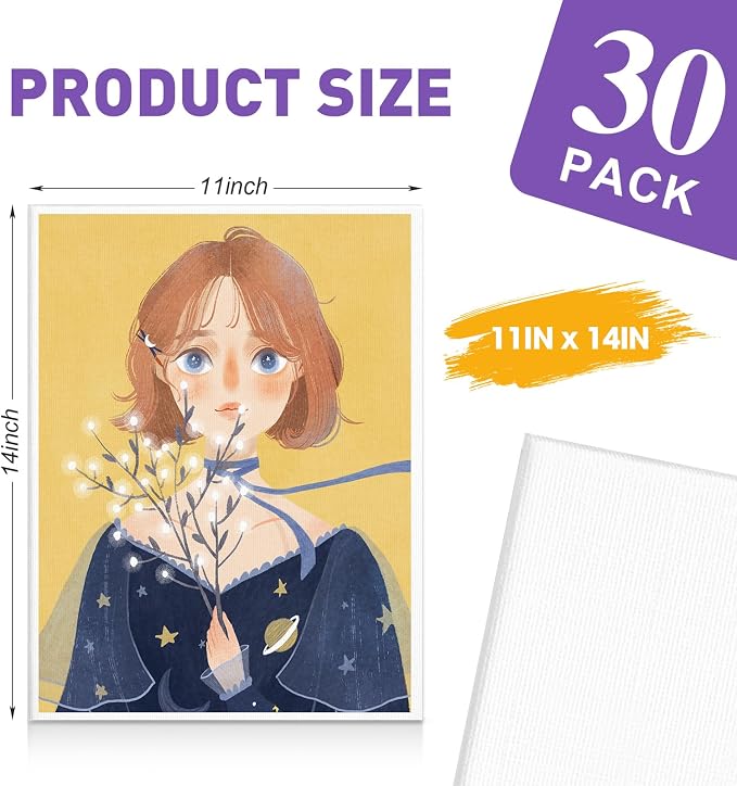 ESRICH Canvases for Painting 11x14, 30 Pack Canvas Boards for Painting Cotton - Image 2