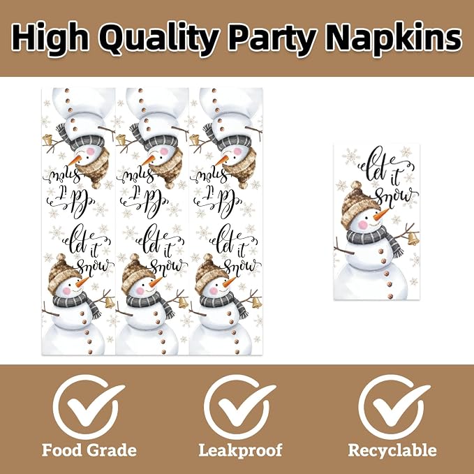 40Pcs Snowman Paper Plates Napkins Supplies Disposable Let It Snow Baby Shower - Image 4