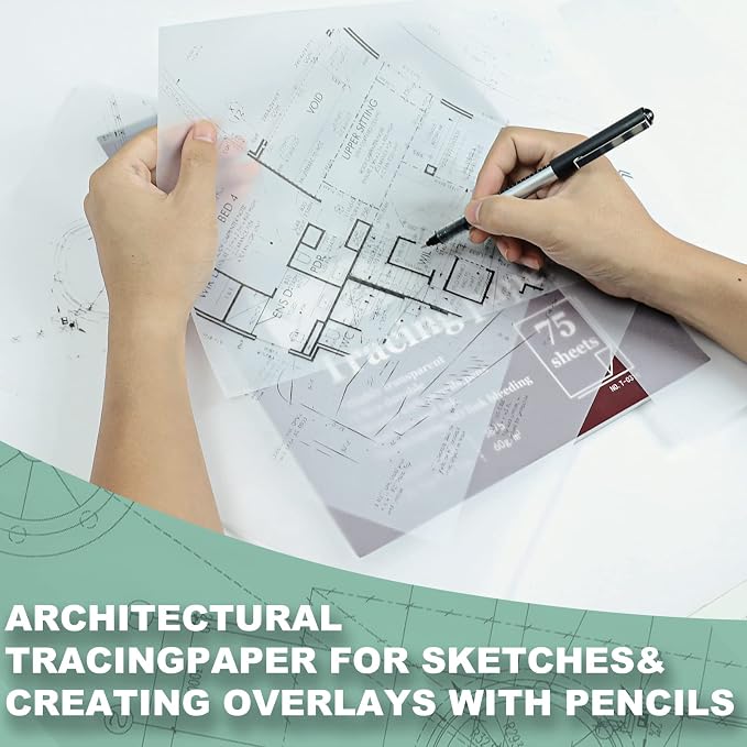 Tracing Paper for Drawing, 9 X 12'' Tracing Paper Pad, 75 Sheets Transparent - Image 6