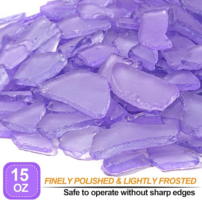 Keedolla Lavender Sea Glass for Crafts - 15 OZ Flat Frosted Seaglass Pieces for - Image 2