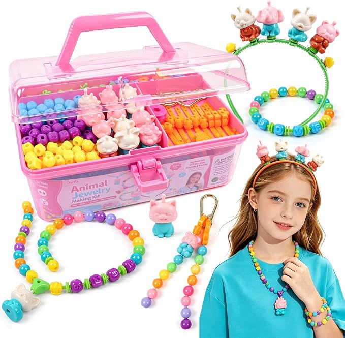 DDAI Animal Jewelry Making Kit for Kids, Snap & String Pop Beads - Image 2
