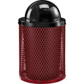 Global Industrial 36 Gallon Outdoor Steel Trash Can with Dome Lid and Raised Base, Plastic Liner and Anchor Kit Included, 23-1/2" Diameter x 43" H, Powder Coat Finish, Unassembled, Red