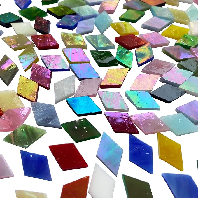 Magic Iridescent Mosaic Tiles for Crafts, 530 Pieces Colorful Stained Glass - Image 4