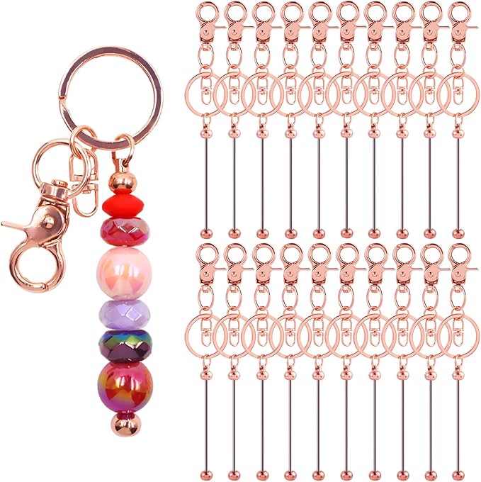 20 Pcs Beadable Keychains Bulk Kit – DIY Keychain Making Supplies by DNLEGULI
