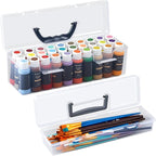 Geelin Clear Paint Storage Box and Paint Brush Storage Box Set, 30 Bottles by Geelin