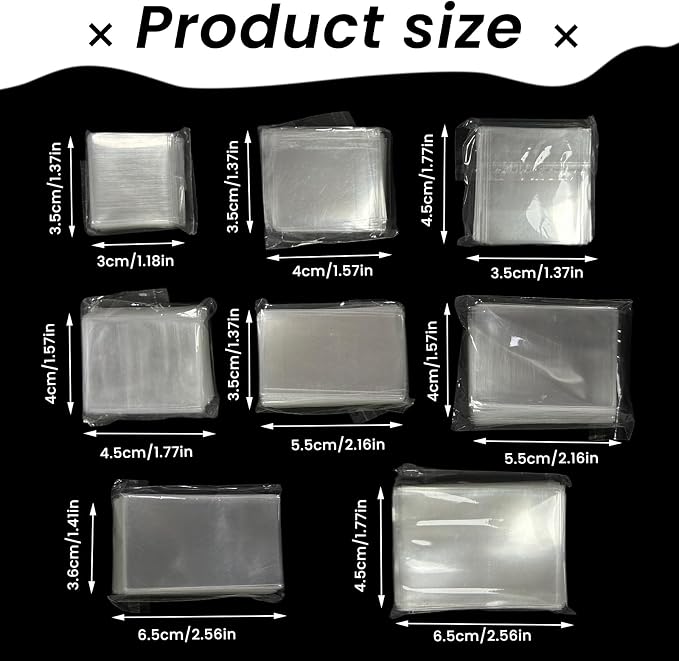 800Pcs 8 Sizes OPP Stamp Protection Bags, Stamp Collecting Supplies, Philatelic - Image 2