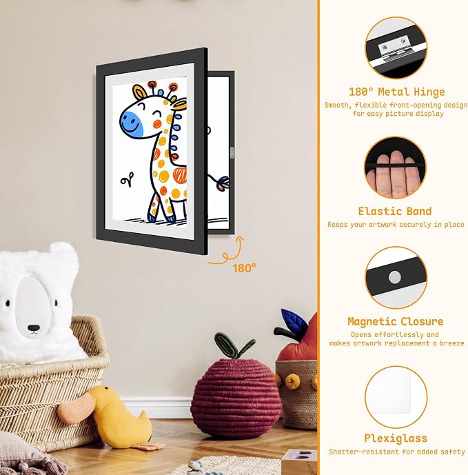 2 Pack Kids Artwork Frames Changeable 8.5 x 11 Inch Children Art Projects - Image 3