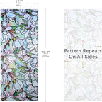 DKTIE Magnolia Pattern Stained Glass Window Film Floral Decorative Window - Image 2