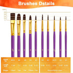 Paint Brushes Set, 5 Pack 50 Pcs Round-Pointed Tip Paintbrushes Nylon Hair - Image 5
