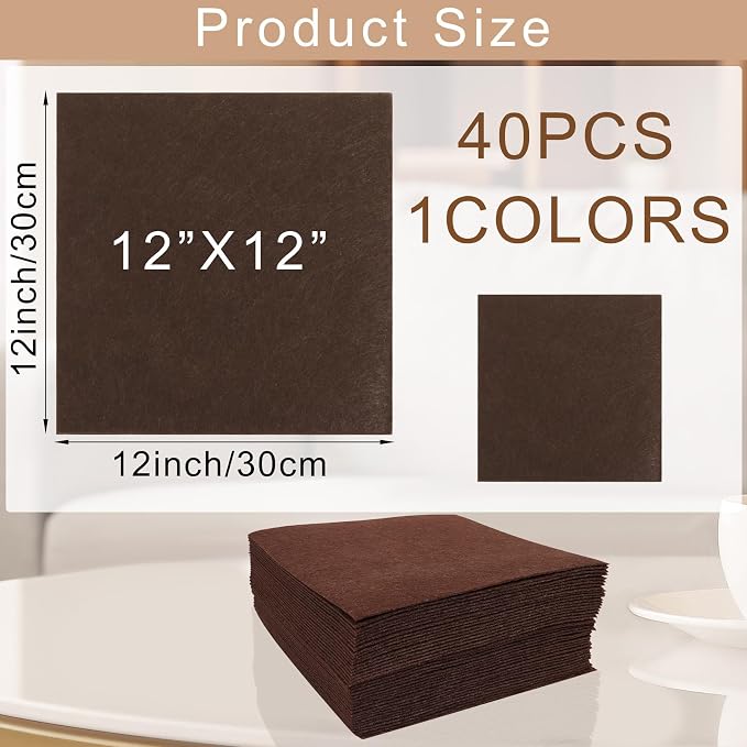 40 Pcs Stiff Felt Fabric Sheet for Crafts, 1mm Thick and 12”x12”Brown Felt - Image 2