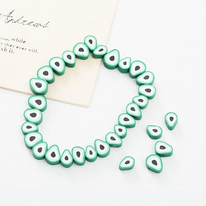 100pcs Green Avocado Polymer Clay Spacer Beads - Image 5