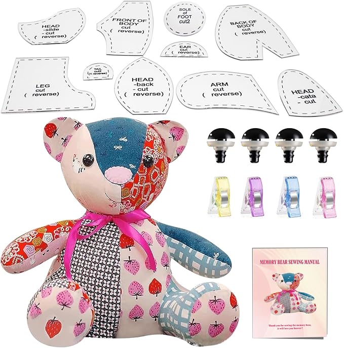 15in/Sitting Height 9in Fosdonge Acrylic Memory Bear Template Ruler Set by Fosdonge