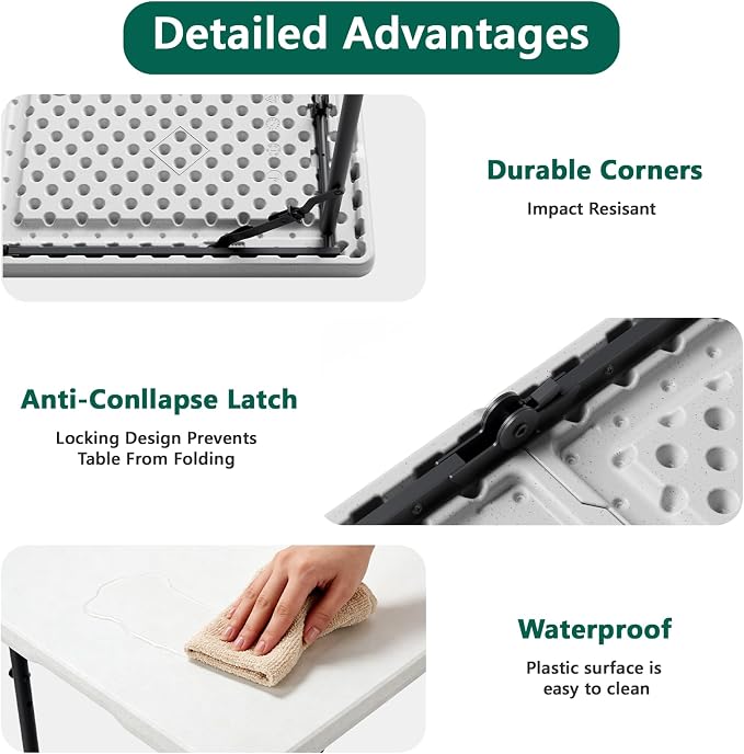 4FT Folding Table Adjustable Height Table - Image 6