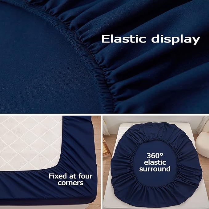 Bedding 1piece Queen Fitted Sheet Only-Queen Size Deep Pocket Bottom Fitted - Image 4