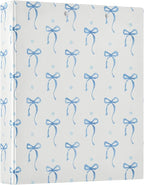 Blue Bow Round Ring Binders 1.5 Inch Ribbon Bow Knot 3 Ring Clipboard Binder by Wamika