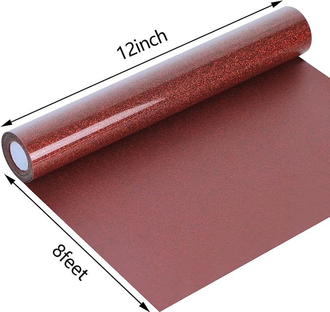 guangyintong Glitter Heat Transfer Vinyl HTV Rolls, Glitter Red HTV Vinyl - Image 3