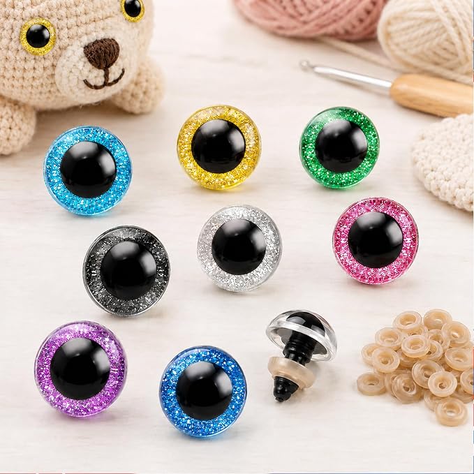160pcs Large Safety Eyes for Amigurumi Glitter Eye for Stuffed Animals for DIY - Image 4