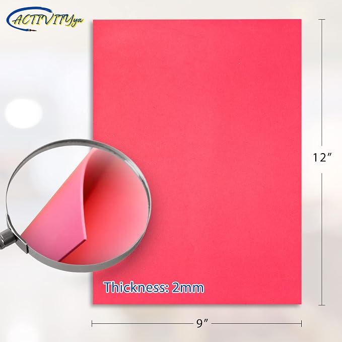 Red EVA Foam Sheets, 9 x 12 Inch, 2mm Thick Handicraft Foam Paper - Image 2